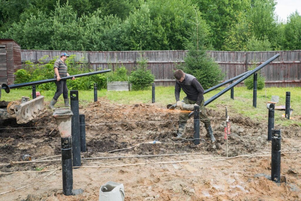 Helical screw piles installed in Manchester clay soil